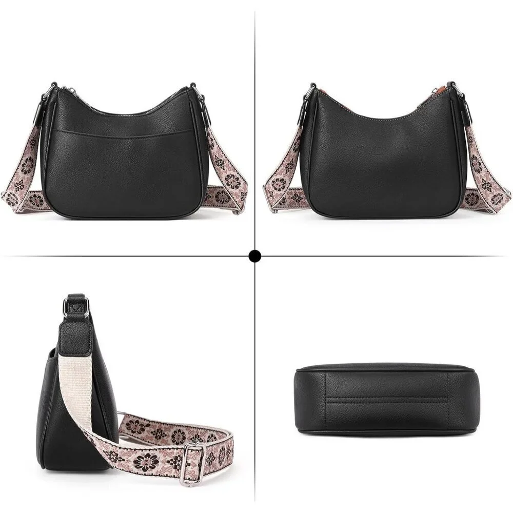 Women's Vegan Leather Crossbody Bag Small Lightweight Everyday Purse